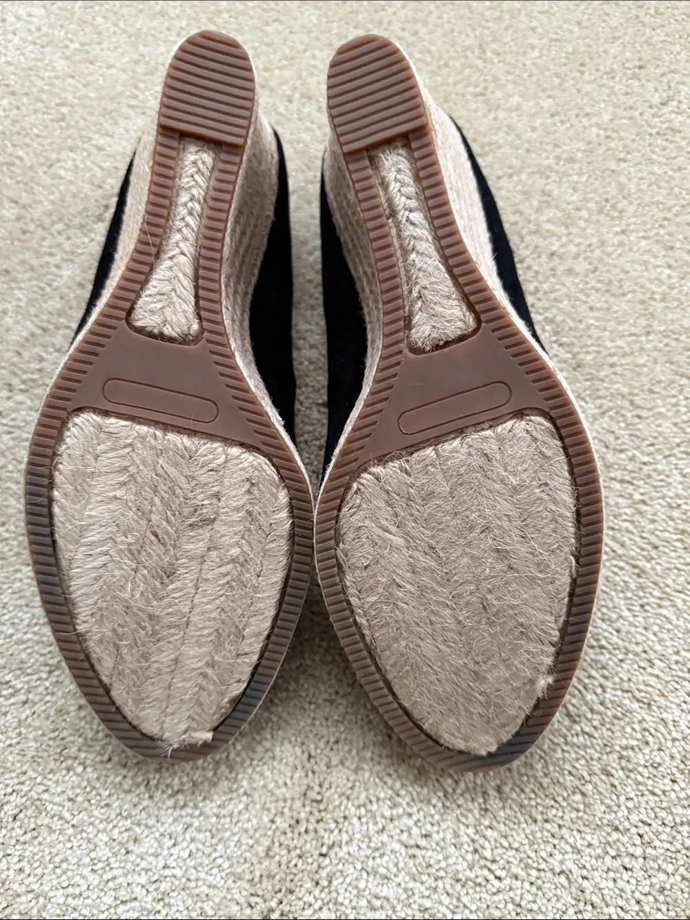 Neiman Marcus Black Suede Espadrille Wedge Pumps
